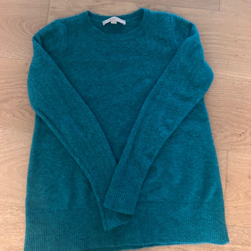 LOFT Teal Crew Neck Sweater
